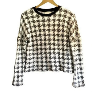 Melloday Fuzzy Houndstooth Sweater